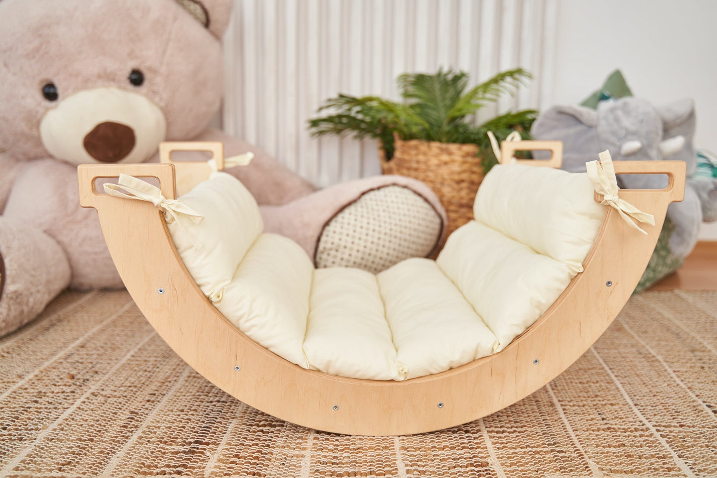 Montessori Climbing Board Arch Set (Arch+Ramp+Cushion) Wood