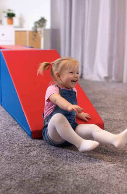 Soft Play Step and Slide Set - Mega Fun Slider (#01X_02, red-blue colours)