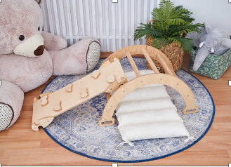 Montessori Climbing Board Arch Set (Arch+Ramp+Cushion) Wood