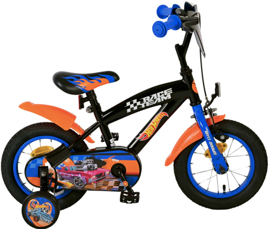 Hot Wheels gyerekbicikli - fiú - 12 colos - Fekete Narancs Kék