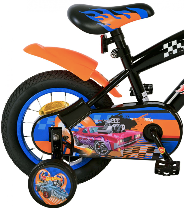 Hot Wheels gyerekbicikli - fiú - 12 colos - Fekete Narancs Kék