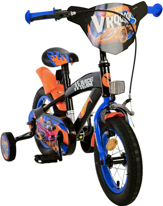 Hot Wheels gyerekbicikli - fiú - 12 colos - Fekete Narancs Kék