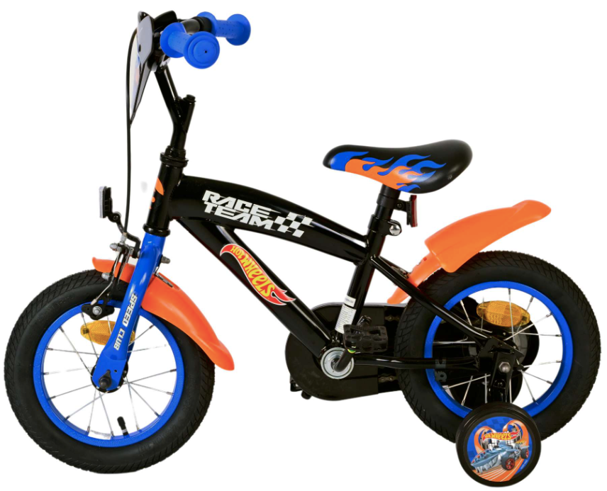 Hot Wheels gyerekbicikli - fiú - 12 colos - Fekete Narancs Kék