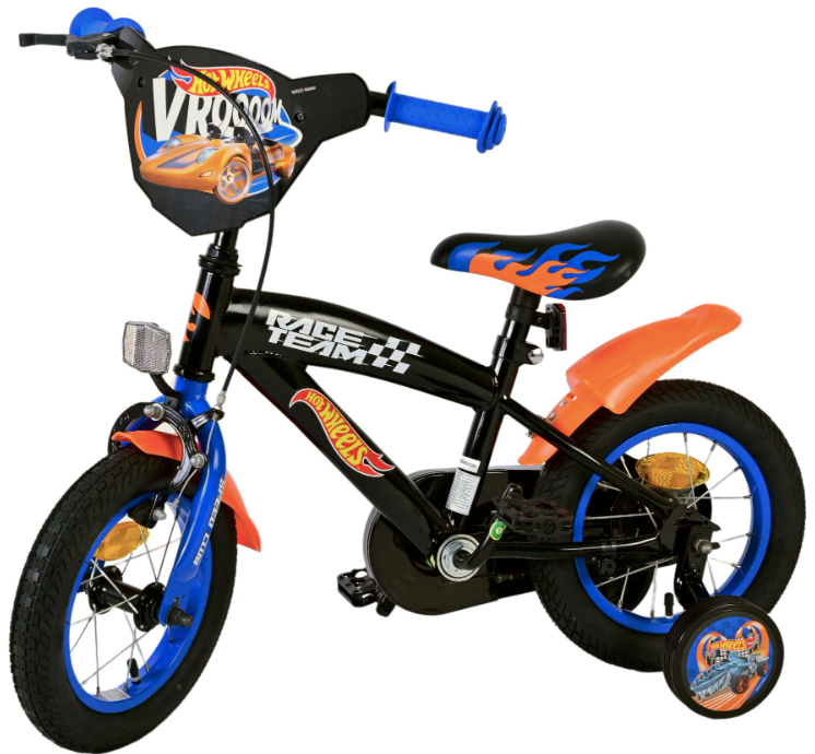 Hot Wheels gyerekbicikli - fiú - 12 colos - Fekete Narancs Kék