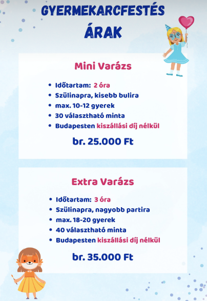 Extra szolgáltatás: Arcfestés gyerekeknek