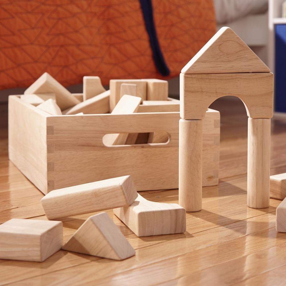 Melissa & Doug Fa építőjáték, Natur építőkocka 60 db