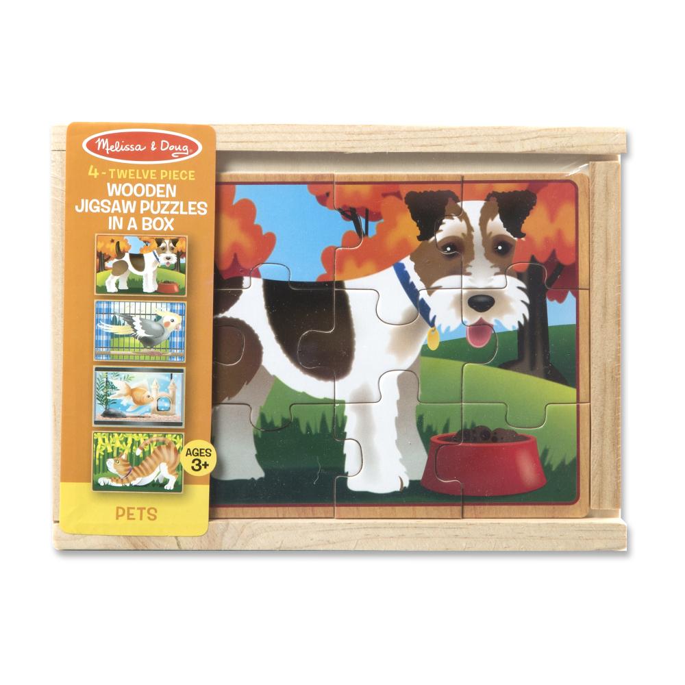 Melissa & Doug Fa készségfejlesztő játék, Puzzlek dobozban, kis kedvencek