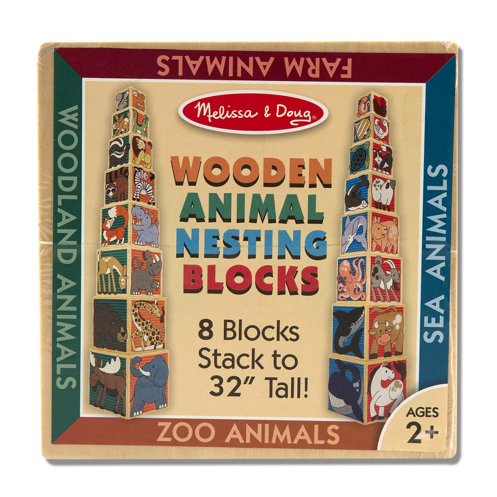 Melissa & Doug Fa készségfejlesztő játék, Toronyépítő, állatok