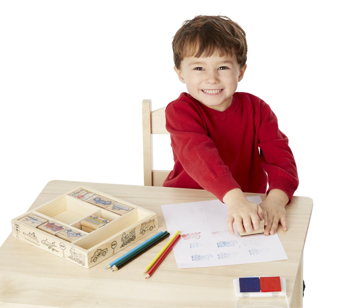 Melissa & Doug Fa nyomda készlet ceruzákkal, járművek