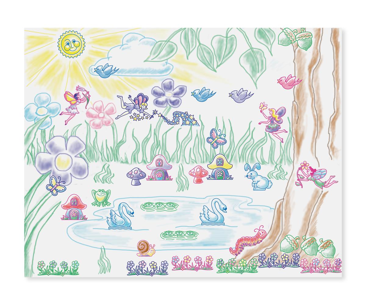 Melissa & Doug Fa nyomda készlet ceruzákkal, tündérkert
