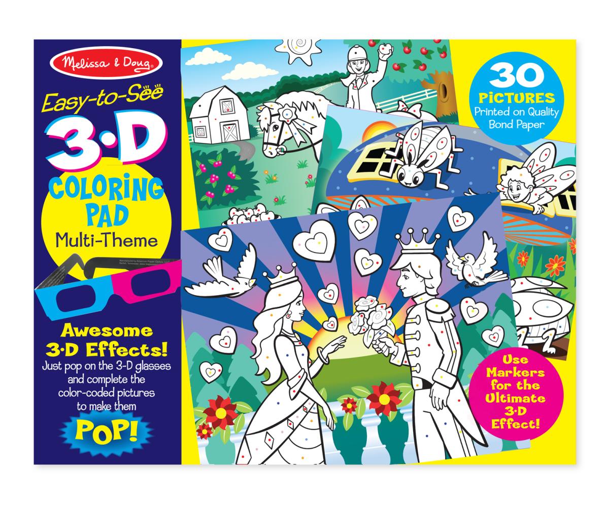 Melissa & Doug Kreatív játék, 3D színező könyv, lányos