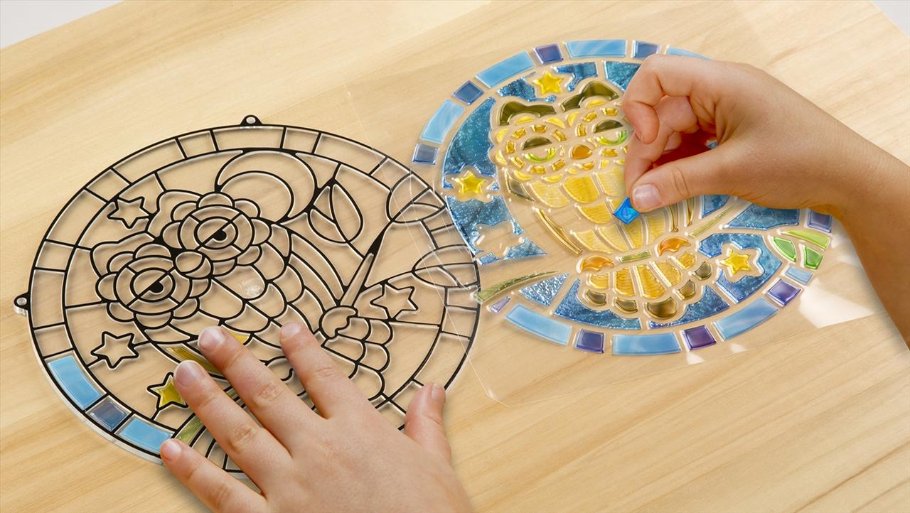 Melissa & Doug Kreatív játék, Ólomüveg képkészítő készlet, bagoly