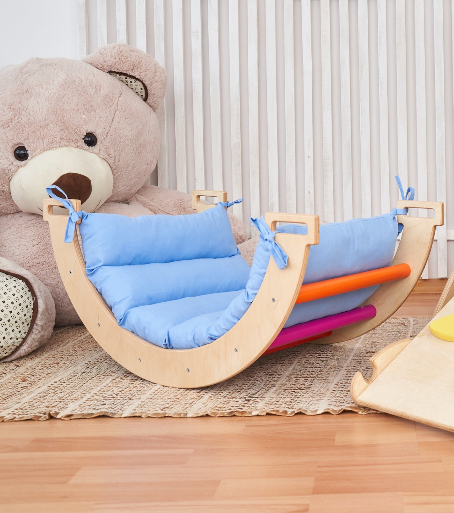 Montessori Baby Rocker Set Arch + Cushion (Min) wood