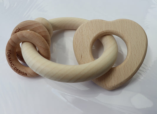 Pumpkin Design with natural wooden rattle chew - Hearty