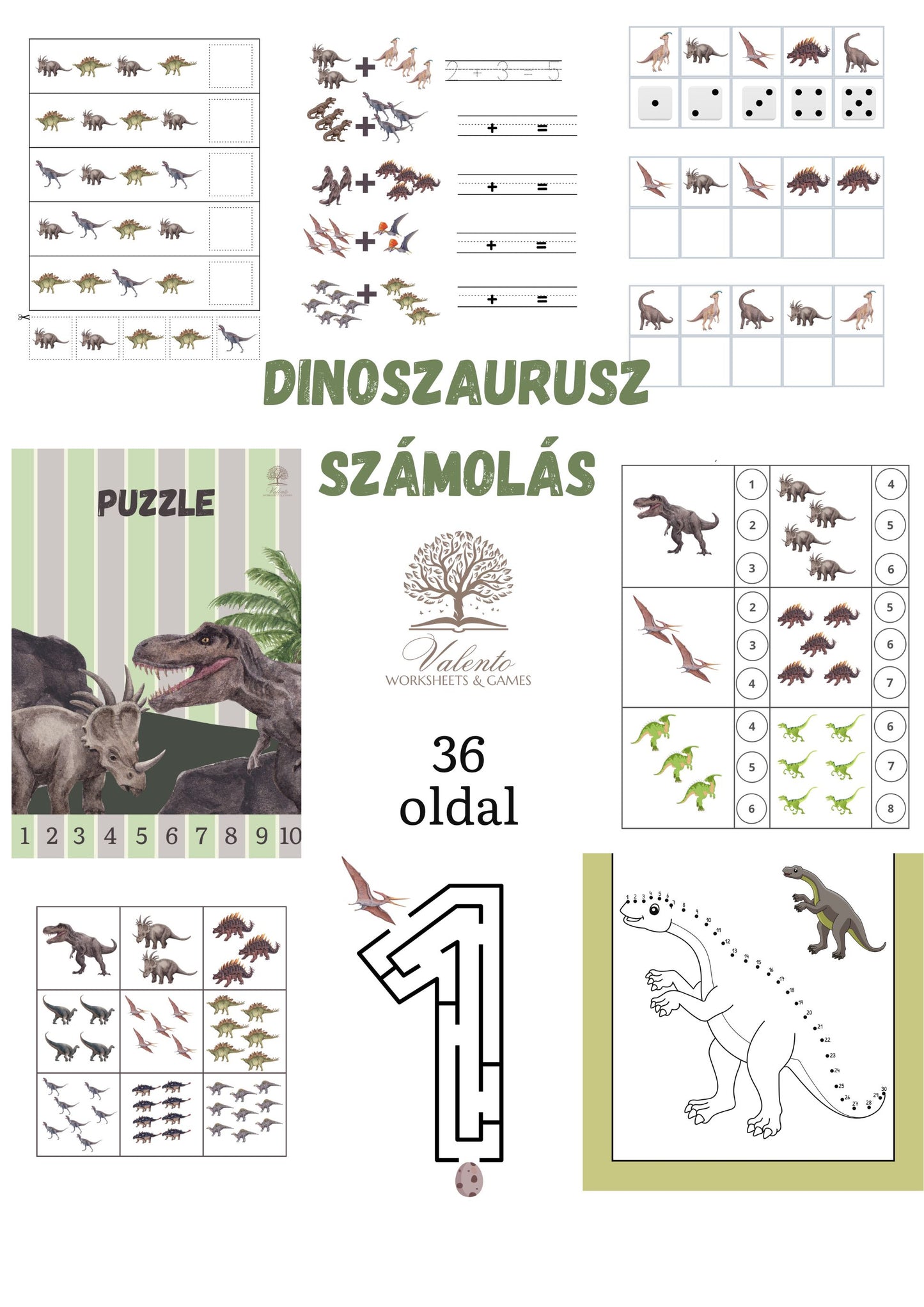 Dinoszauruszok - Számolás - Óvodásoknak és elsősöknek