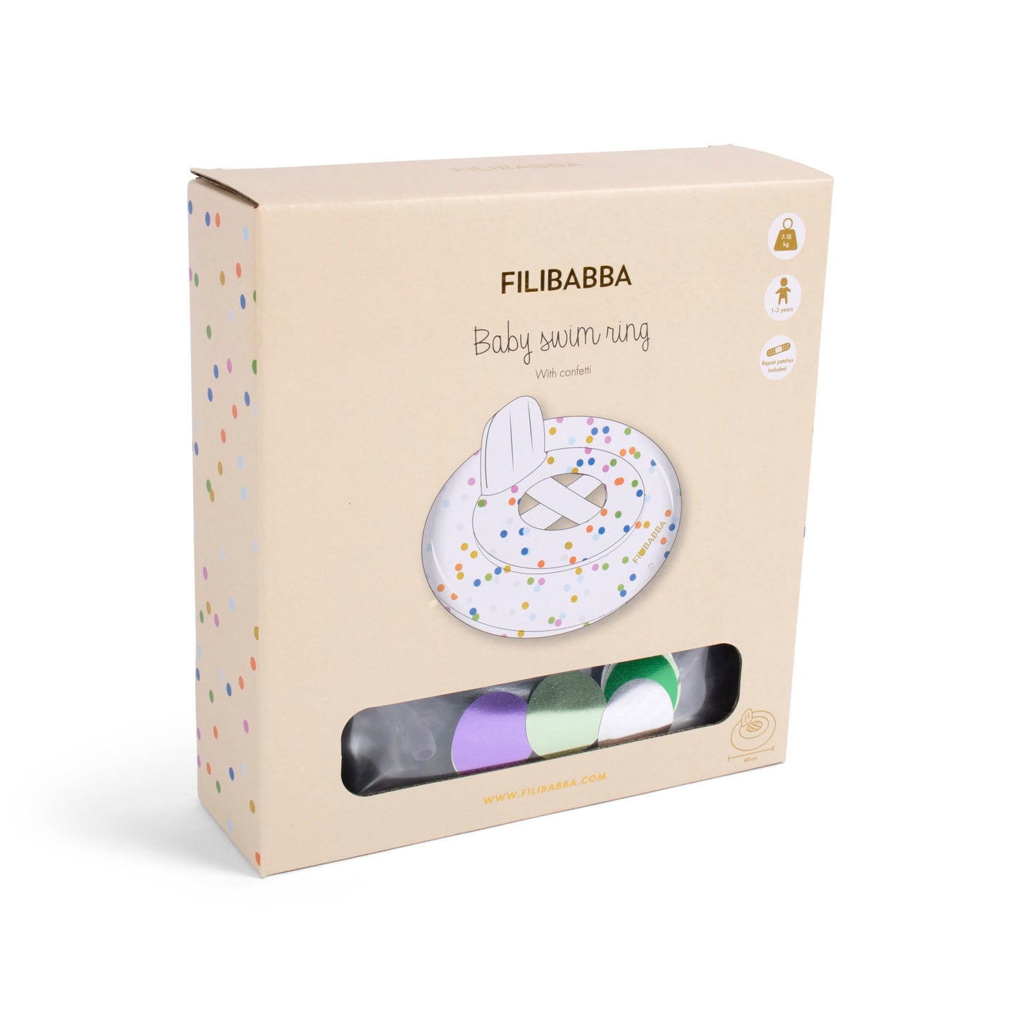 Filibabba baba úszógumi Alfie - Rainbow Confetti