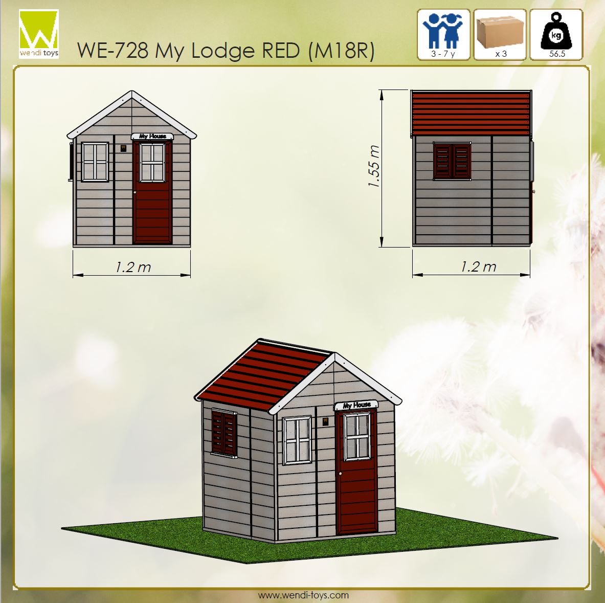 M18R Kerti játszóház - piros - My Lodge
