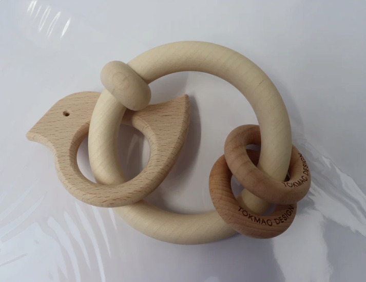 Pumpkin Design with natural wooden rattle chew - Hearty