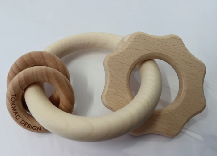 Pumpkin Design with natural wooden rattle chew - Hearty