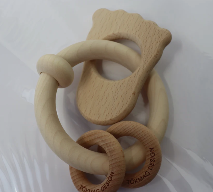 Pumpkin Design with natural wooden rattle chew - Hearty