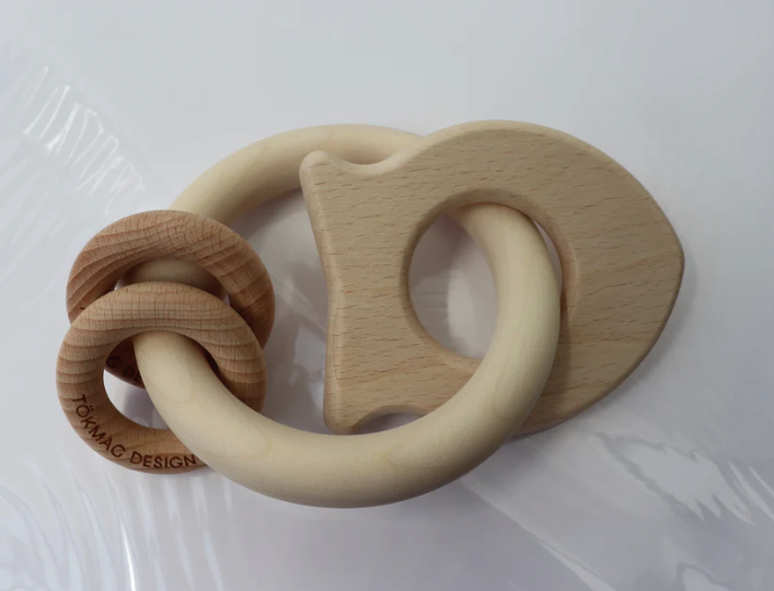 Pumpkin Design with natural wooden rattle chew - Hearty