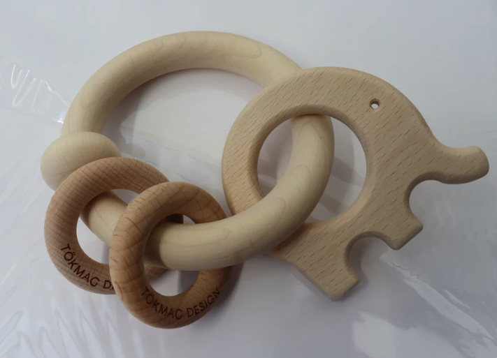 Pumpkin Design with natural wooden rattle chew - Hearty