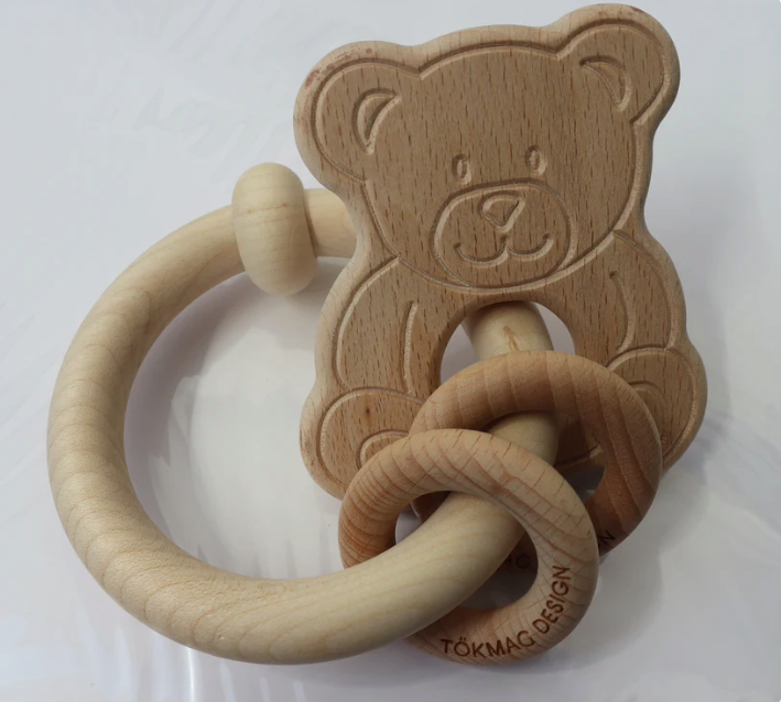 Pumpkin Design with natural wooden rattle chew - Hearty