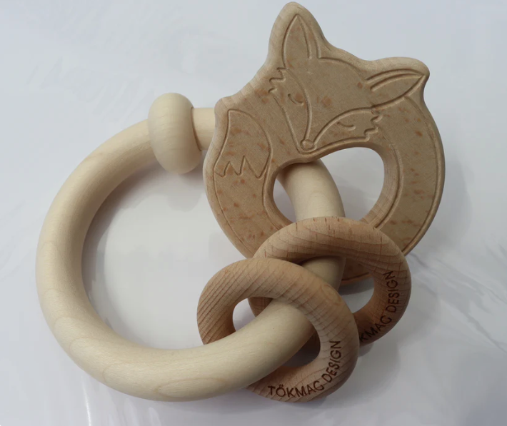 Pumpkin Design with natural wooden rattle chew - Hearty