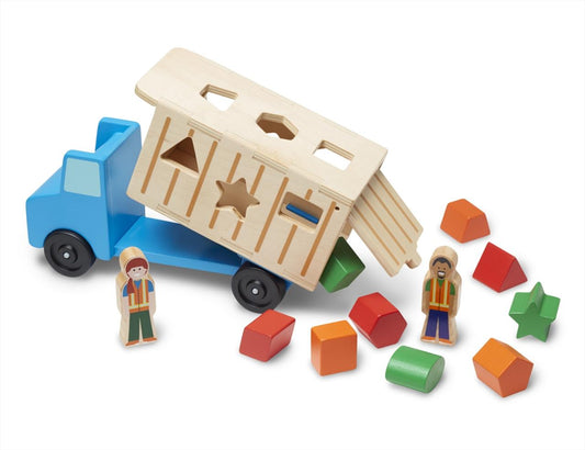 Melissa & Doug Fa jármű, Formarendező kukás autó