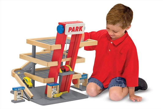 Melissa & Doug Fa jármű, Parkolóház autókkal