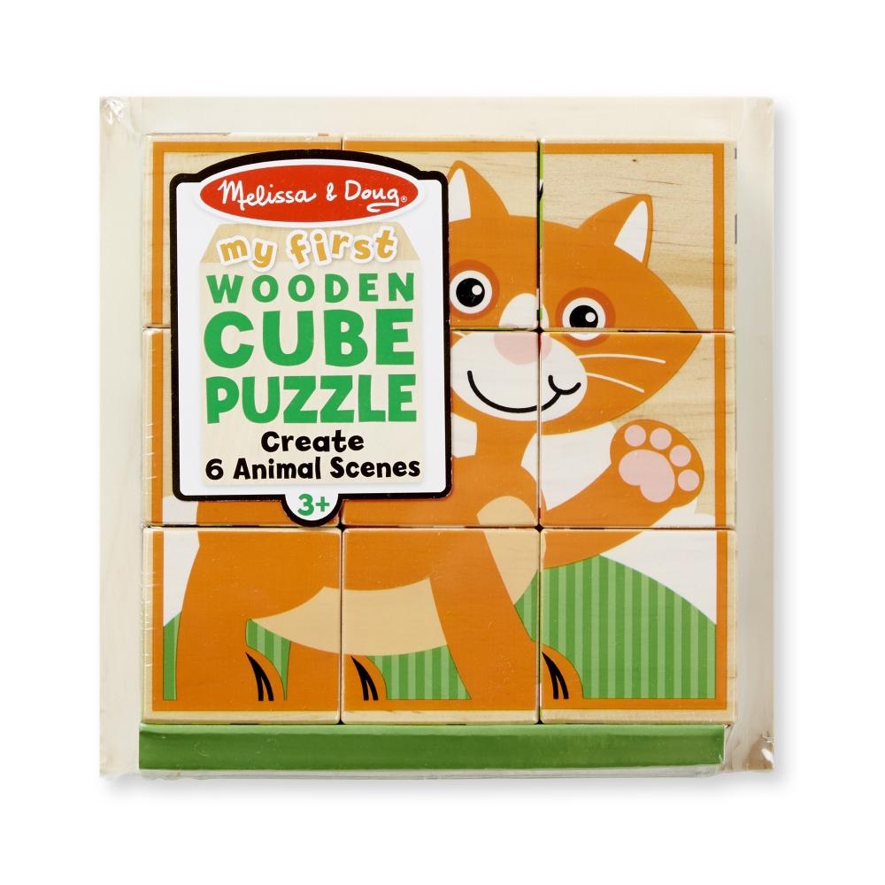 Melissa & Doug Fa készségfejlesztő játék, Kockakirakó, állatok
