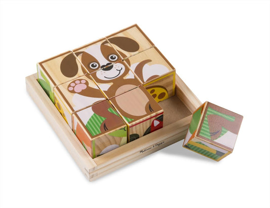 Melissa & Doug Fa készségfejlesztő játék, Kockakirakó, állatok