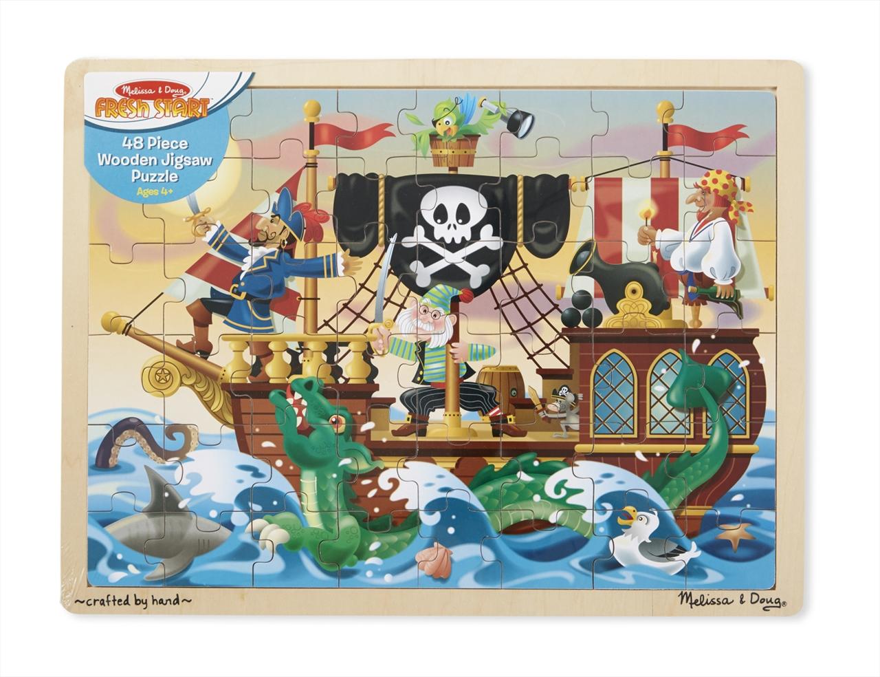 Melissa & Doug Fa készségfejlesztő játék, Puzzle haladóknak, kalózok 48 db-os