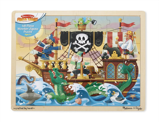 Melissa & Doug Fa készségfejlesztő játék, Puzzle haladóknak, kalózok 48 db-os
