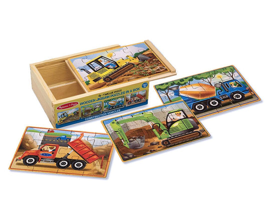Melissa & Doug Fa készségfejlesztő játék, Puzzlek dobozban, építkezés