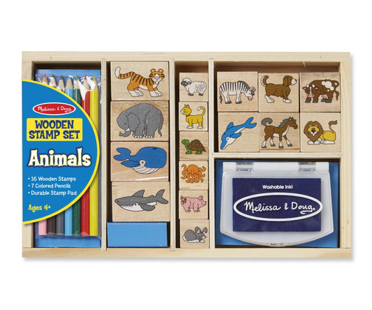 Melissa & Doug Fa nyomda készlet ceruzákkal, állatok