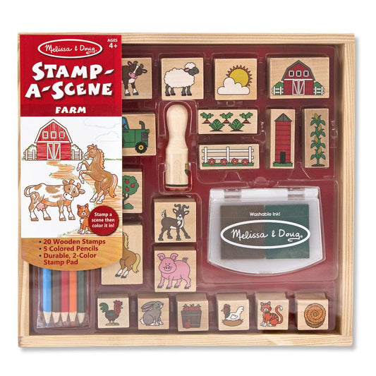 Melissa & Doug Fa nyomda készlet ceruzákkal, farm