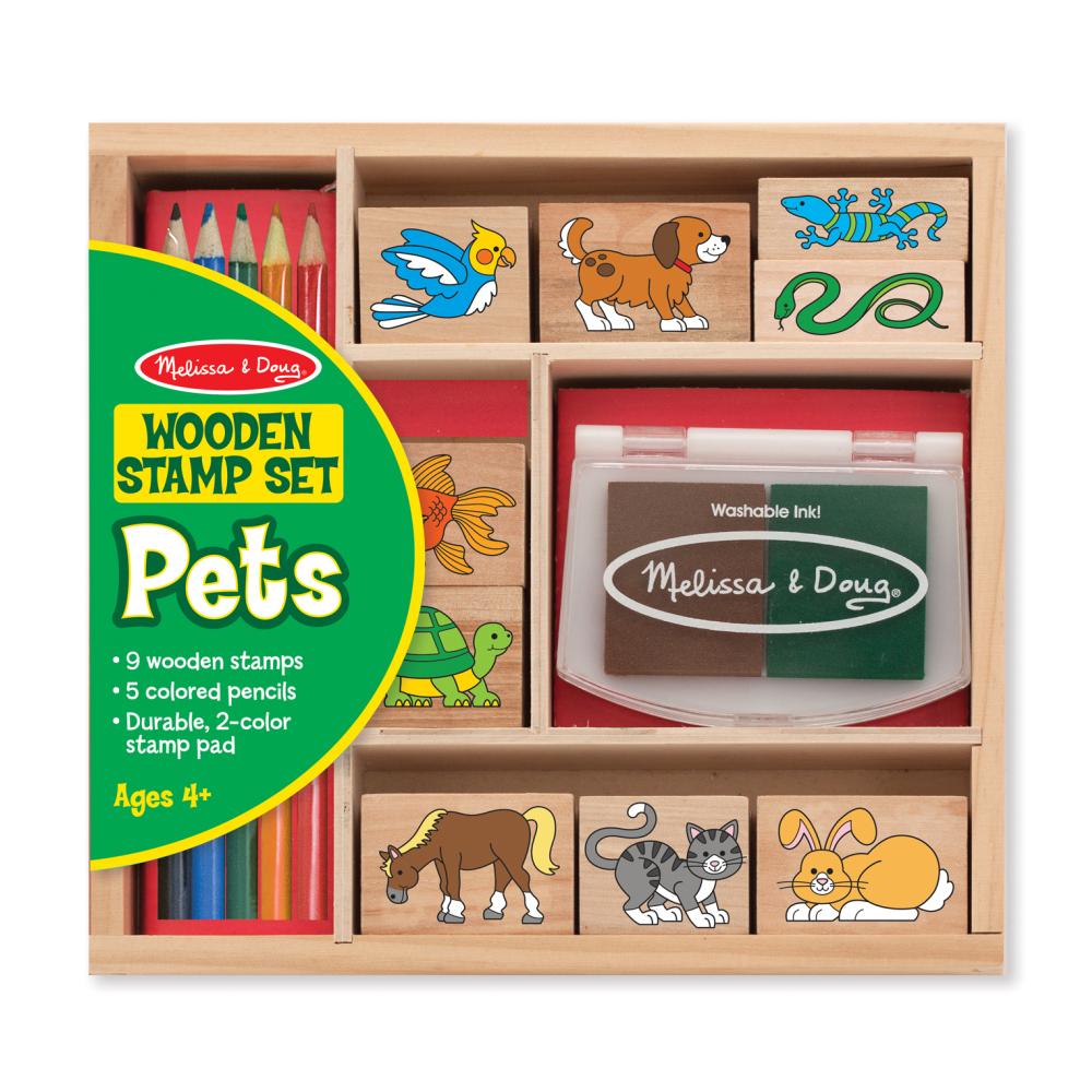 Melissa & Doug Fa nyomda készlet ceruzákkal, kis kedvencek