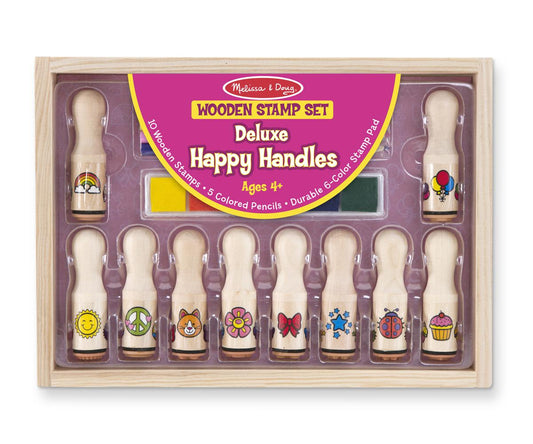 Melissa & Doug Fa nyomda készlet ceruzákkal, nagy méretű, fogantyús