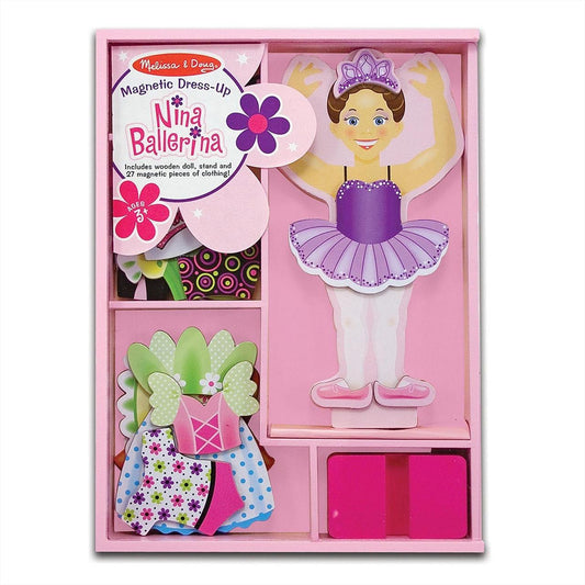 Melissa & Doug kreatív játék, fa öltöztethető ballerina