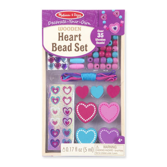 Melissa & Doug Kreatív játék, Kicsi fa gyöngy szett, szívecskék