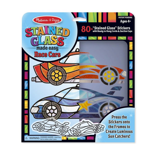 Melissa & Doug Kreatív játék, Ólomüveg képkészítő készlet, versenyautók