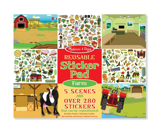 Melissa & Doug Kreatív játék, Újrahasználható matrica készlet, farm