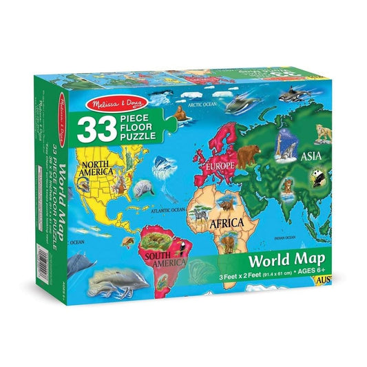 Melissa & Doug Padló puzzle, Világtérkép 33 db-os